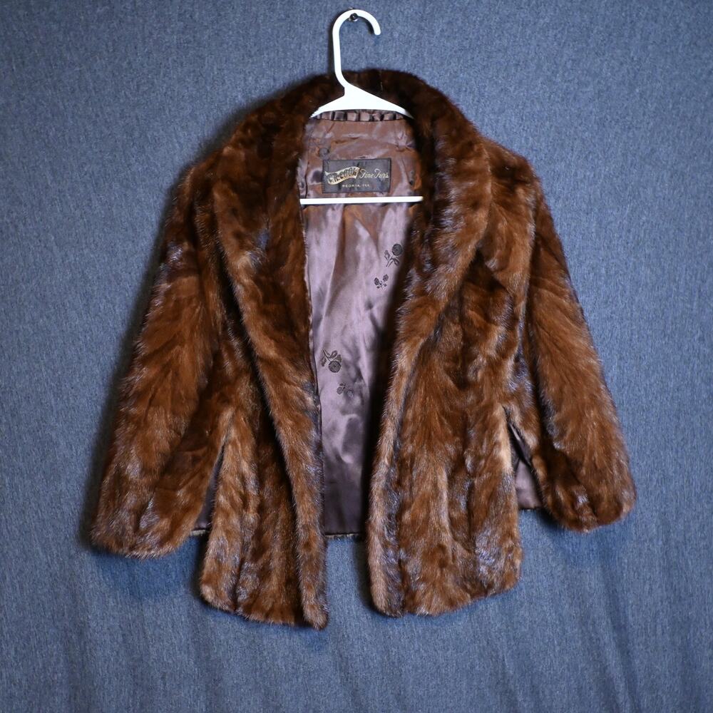 VINTAGE C.R. Cook Fine Mink Brown Fur Capelet Wrap Stole VTG USA Made